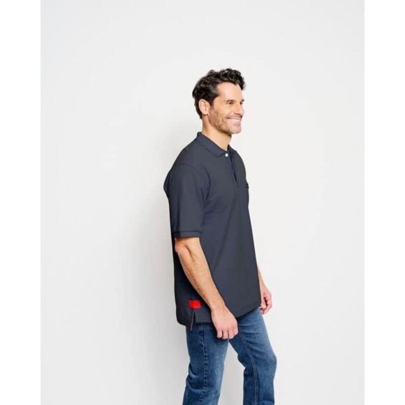 Orvis Mens The Signature Heavyweight Fly Fishing Polo Navy Size Large Tall - Picture 3 of 10